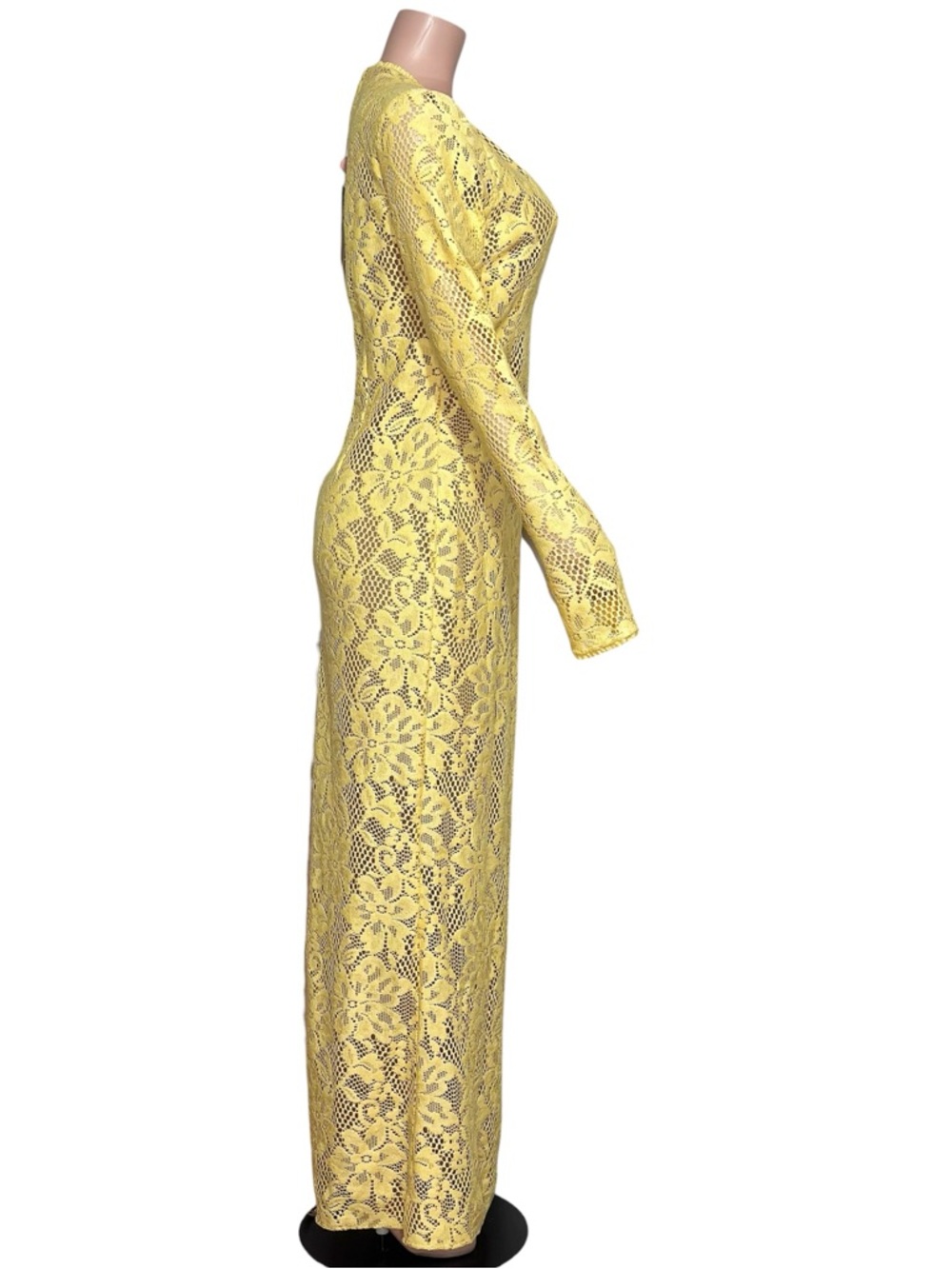 House of CB Indiana Yellow Lace Long Sleeve Maxi Dress - Picture 10 of 11